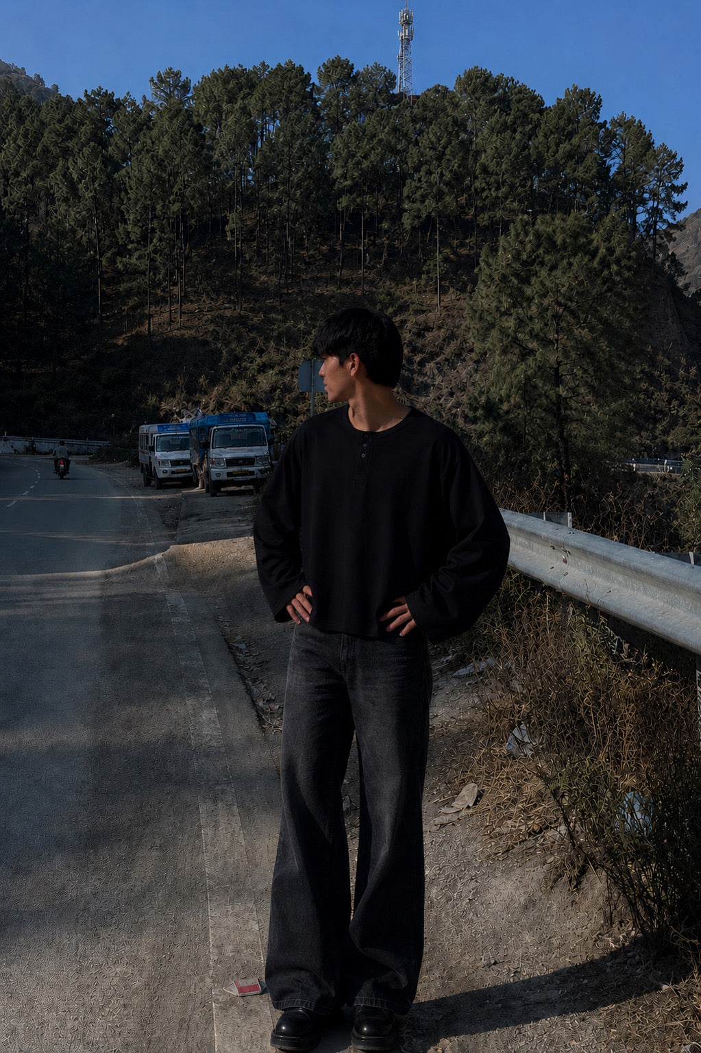 Easy Vibe Henley- Black