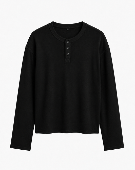 Easy Vibe Henley- Black