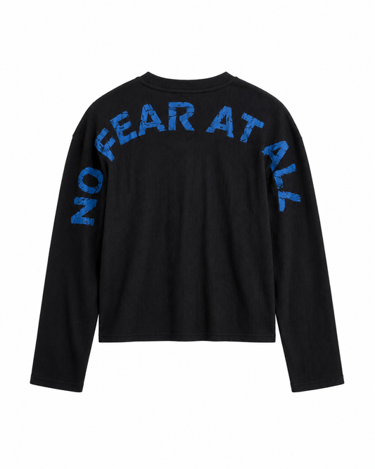 "No Fear At All" Waffle Tee Black