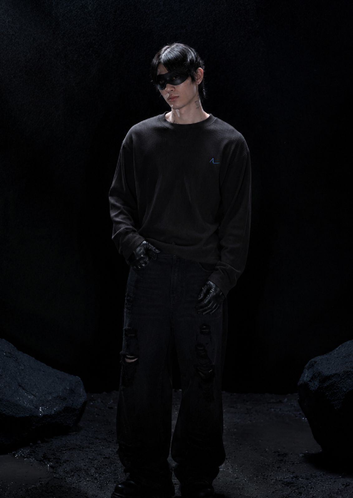"No Fear At All" Waffle Tee Black