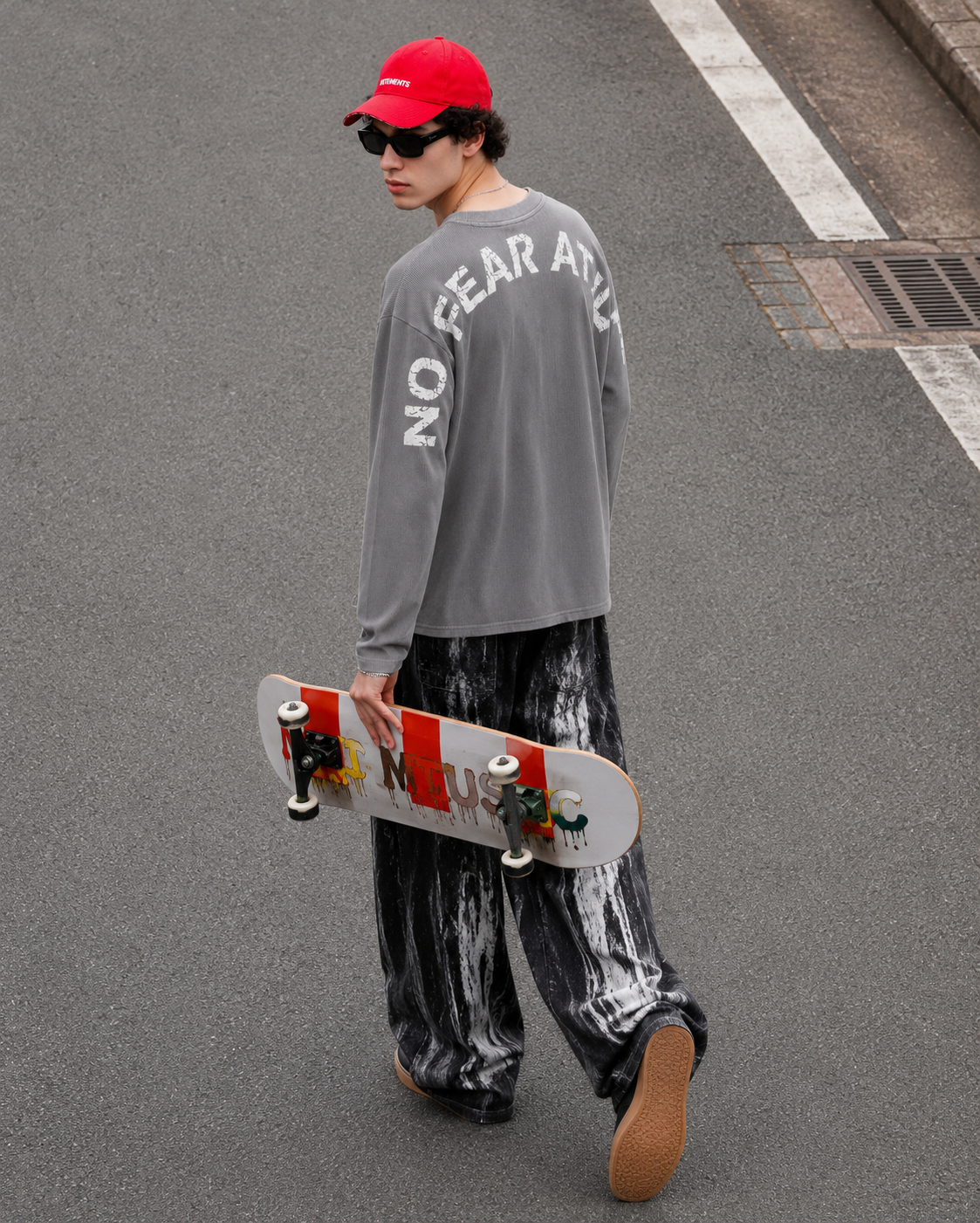 "No Fear At All" Waffle Tee Gray
