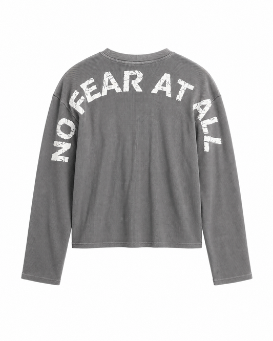 "No Fear At All" Waffle Tee Gray