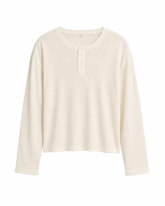 Easy Vibe Henley- Off-White